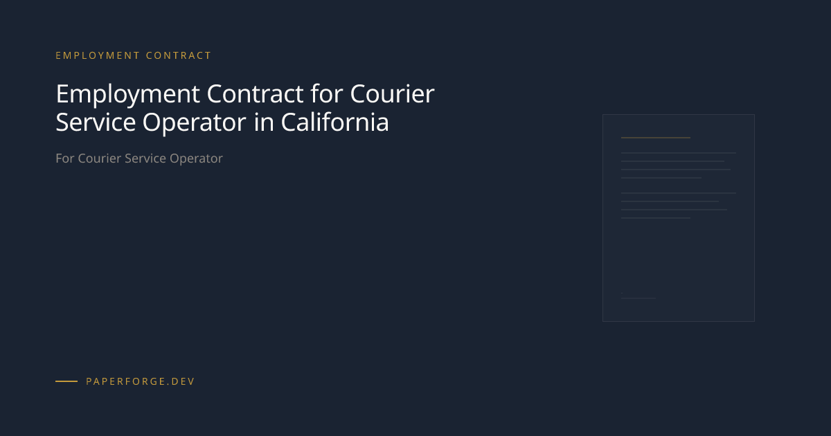 Courier Service Operator Employment Contract (CA)