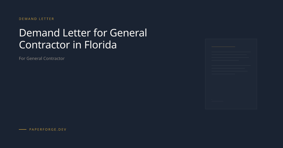 General Contractor Demand Letter (FL)