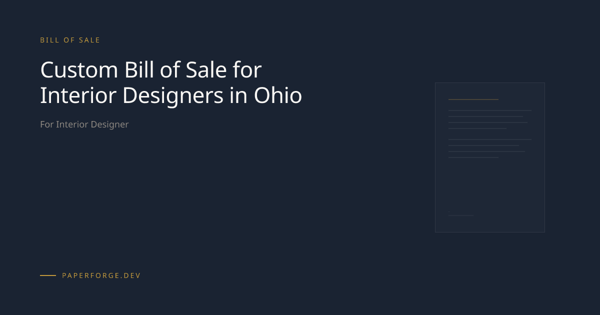 Custom Bill of Sale for Interior Designers in Ohio | PaperForge