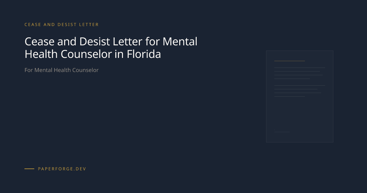 Cease and Desist Letter for Mental Health Counselors in Florida ...