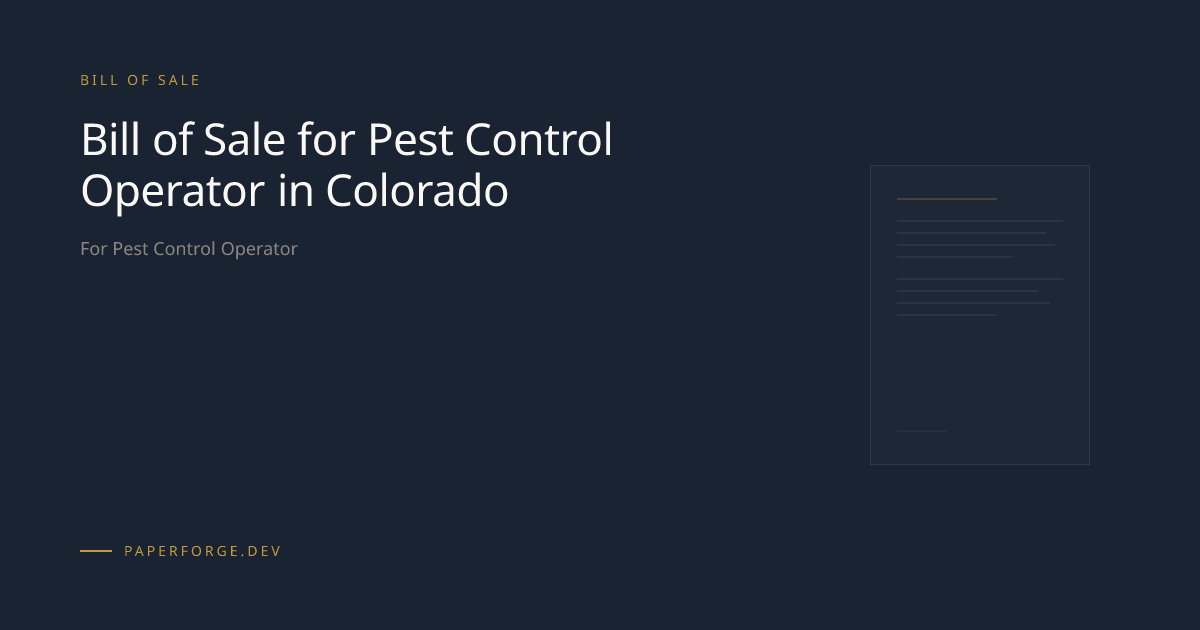 Pest Control Operator Bill of Sale (CO)