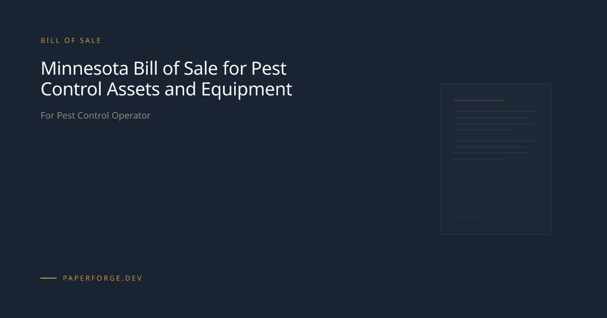 Pest Control Operator Bill of Sale (MN)