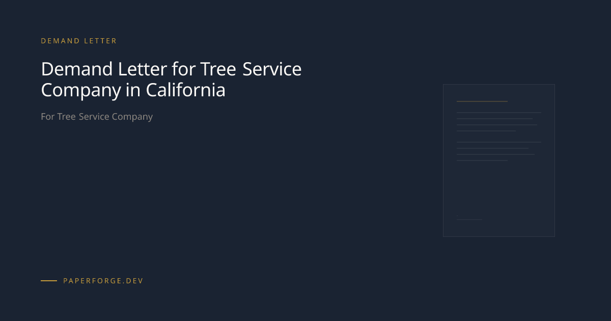 Tree Service Company Demand Letter (CA)
